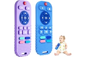 Hooku 2 Pack Remote Teether for Baby, Silicone Teethers for Babies 6-12 Months, Baby Teething Toys for Babies 0-6 Months, Sensory Toys for Babies, Toddler Infant Newborn Toys Baby Girl Boy Gifts