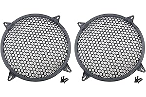 DGBRSM 2pcs 12 Inch Speaker Grille Cover ABS Mesh with Mounting Screws Plastic Mesh Cover Stage Box Exterior Mesh Cover Plastic Legged Mesh Frame Sound Speakers for Home Audio Black