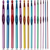 Crochet Hooks Set, Aluminum Handle Knitting Needles for Arthritic Hands, Crochet Needles for Yarn Craft, Nice Gift for Women
