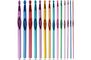 HANMIR Crochet Hooks Set, Aluminum Handle Knitting Needles for Arthritic Hands, Crochet Needles for Yarn Craft, Nice Gift for Women