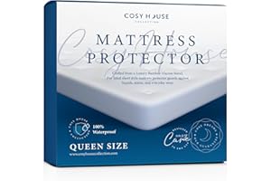 Cosy House Collection Luxury Mattress Protector - Blend of Rayon Derived from Bamboo - Master Bedroom Essentials - Ultra Soft Comfort, Stays Cool & Quiet - Premium Fitted Sheet Style (Queen) White