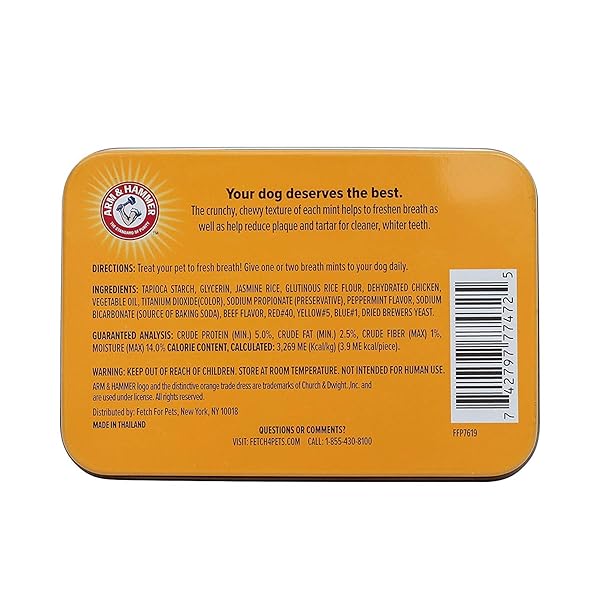 ARM & HAMMER FOR PETS TARTAR CONTROL DENTAL MINTS FOR DOGS | DOG DENTAL MINTS HELP REDUCE PLAQUE & TARTAR BUILDUP WITHOUT BRUSHING | BEEF FLAVOR, 40 COUNT