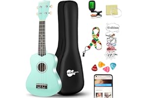 Soprano Ukulele Kit for Beginner Adult 21 Inch Ukelele Gig Bag Strap String Tuner Pick Polishing Cloth