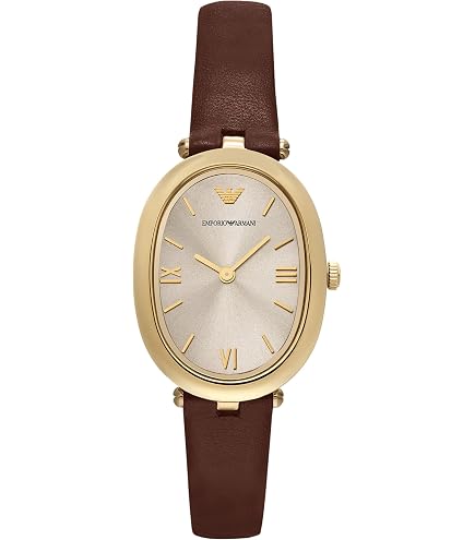 Amazon.com: Emporio Armani Women's Two-Hand Brown Leather Watch