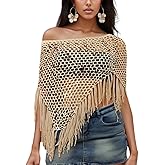 Women Sheer Poncho Top Lightweight Knit Crochet Shrug Bolero Mesh Batwing Sleeve Sweater Cover Up Beachwear