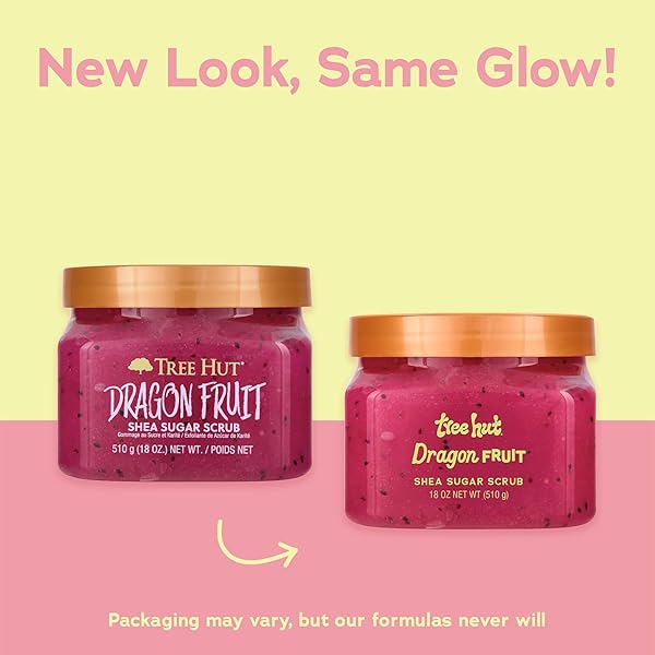 TREE HUT DRAGON FRUIT SHEA SUGAR SCRUB, EXFOLIATING, HYDRATING & MOISTURIZING BODY SCRUB WITH SHEA BUTTER & NOURISHING ESSENTIAL OILS, SMOOTH & SOFTEN SKIN, 18 OZ