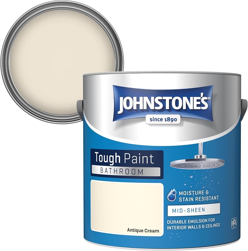 Johnstone's Bathroom Paint Antique Cream Mid Sheen Stain Blocker 2.5L