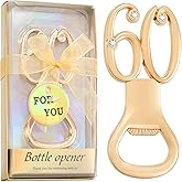 Orlabno 12 Pack Gold 60th Birthday Bottle Opener Favors, Wedding Anniversary Party Gifts, Souvenirs & Decorations for Guests