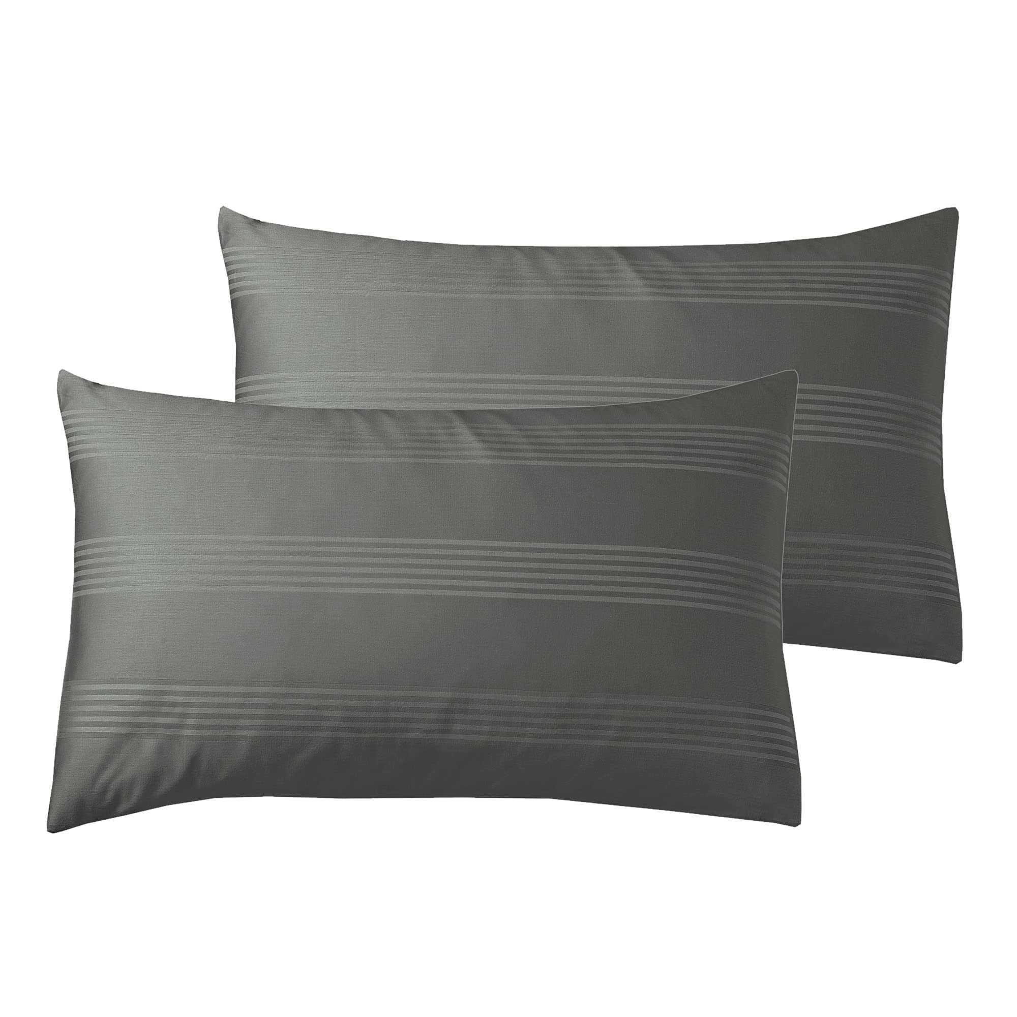 ED Luxury 400 Thread Count Duvet Cover Set | 100% Egyptian Cotton Soft & Comfortable Hotel Quality Satin Multi Stripe Bedding Set (Additional Housewife Pillowcase Pair, Steel Grey)