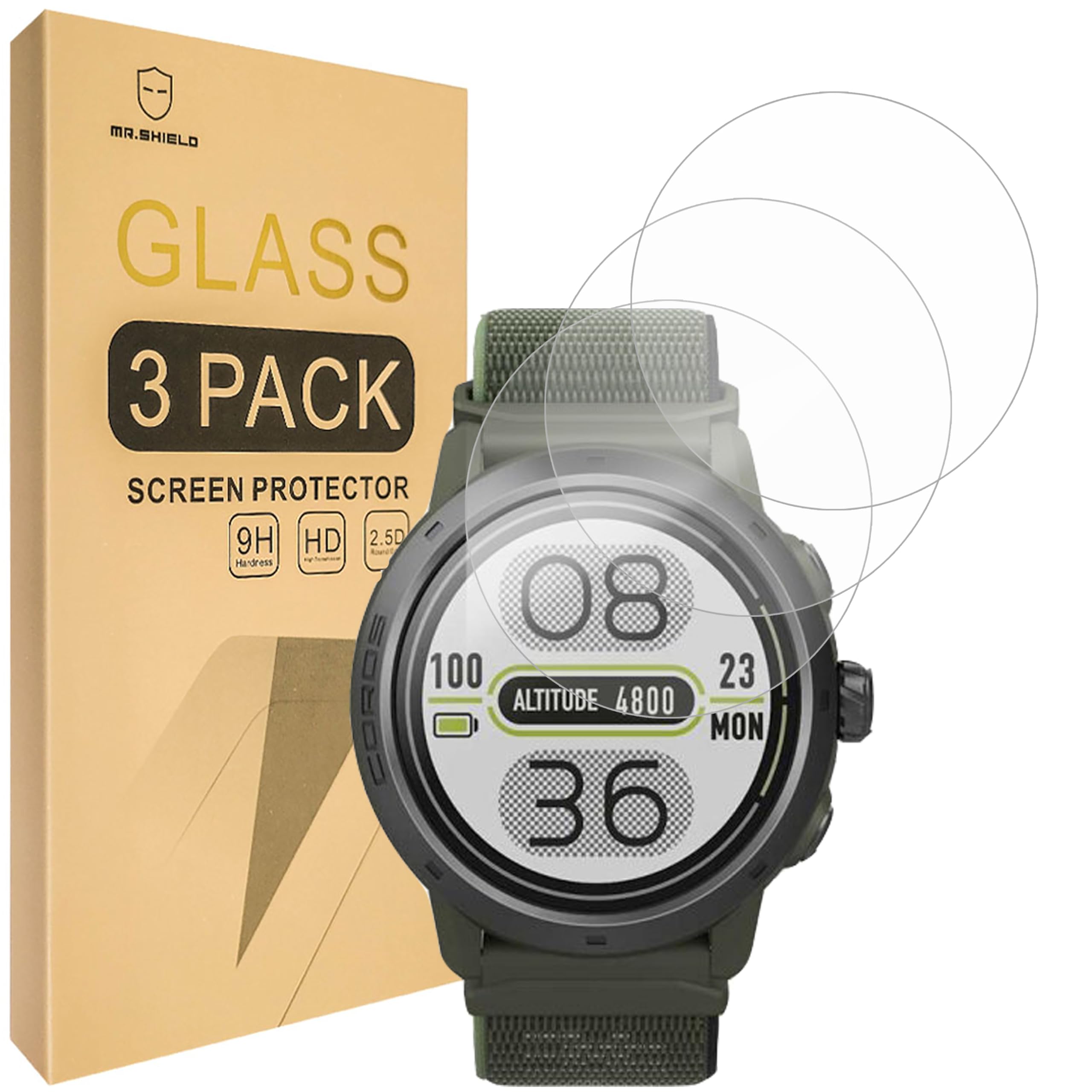 Mr.Shield Screen Protector compatible with COROS APEX 2 Pro [Tempered Glass] [3-PACK] [Japan Glass with 9H Hardness]