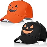 MYBOLE 2 PCS Halloween Unisex Baseball Hat Embroidery Baseball Cap Halloween Pumpkin Face Baseball Hat Adjustable Funny Party Hats Black Orange