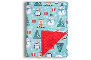 Donsonny Baby Blanket for Boys Girls Soft Minky with Double Layer Dotted Backing, Cartoon Printed 30 x 40 Inch Receiving Blanket (Christmas Snowman)