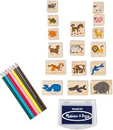 Melissa & Doug Animal Stamp Set | 16 Stamps | Colored Pencils | Wooden Box | view 9