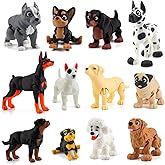BEYONGME 12PCS 3D Printed Dog Figurines, 3D Printed Animal Detailed Realistic Articulated Puppy Dogs Animals Toy for Kids Toddlers Fidget Toy Dog Cake Topper Party Favors Christmas Birthday Gift