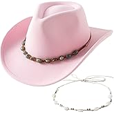 Jastore Western Cowboy Hat for Kids Girl Boy Classic Fedora Hat Felt Cowgirls Hats with Two Decorative Bands