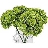 TOPIA High Details Hydrangea Silk Flowers (About 225 Petals Each Flower), Artificial Hydrangea Flowers, Green Silk Hydrangea Flowers Pack of 4 (Green)