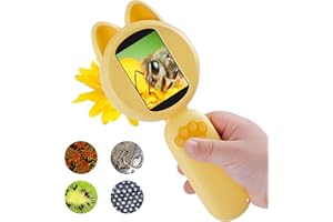 TINYLENS Mia Microscope for Kids, Mini Digital Microscope with 2'' IPS Screen, Handheld Mini Scope Educational Science Toy Kit, Christmas/Birthday Gifts for Kids Aged 3-6,7-12 (Yellow)