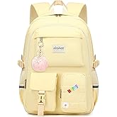 abshoo Big Student Laptop Backpack For College Women Middle High School Teen Girls Bookbag Travel Daypack (Cream)