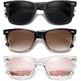 MEETSUN Retro Polarized Sunglasses for Women Men Classic Mirror Lens Driving Trendy Sun Glasses UV Protection (3 Pack)