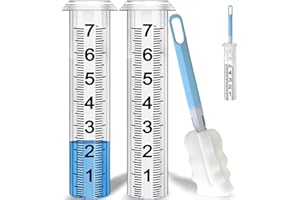 ASENRON Rain Gauge Replacement Tube, Rain Gauge Outdoor Best Rated Tube,7" Capacity Accurate Rain Gauge Tube, Rain Gauge Outdoor Freeze Proof Measure Tube,2 pc Plastic Rainfall Meter Tube with 1 Brush