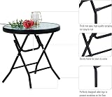 PHI VILLA Folding Side Table - Turquoise Small Round Patio Table view 5