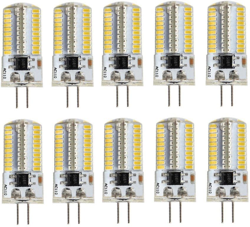 G4 LED Dimmable Corn Bi-Pin Light Bulbs 110V 120V 3W 80pcs Home Lighting Dustproof Shockproof Silicone 300 Lumens Lamp Equivalent to 25W Halogen Bulb Replacement,Warm White 2700K Pack 10