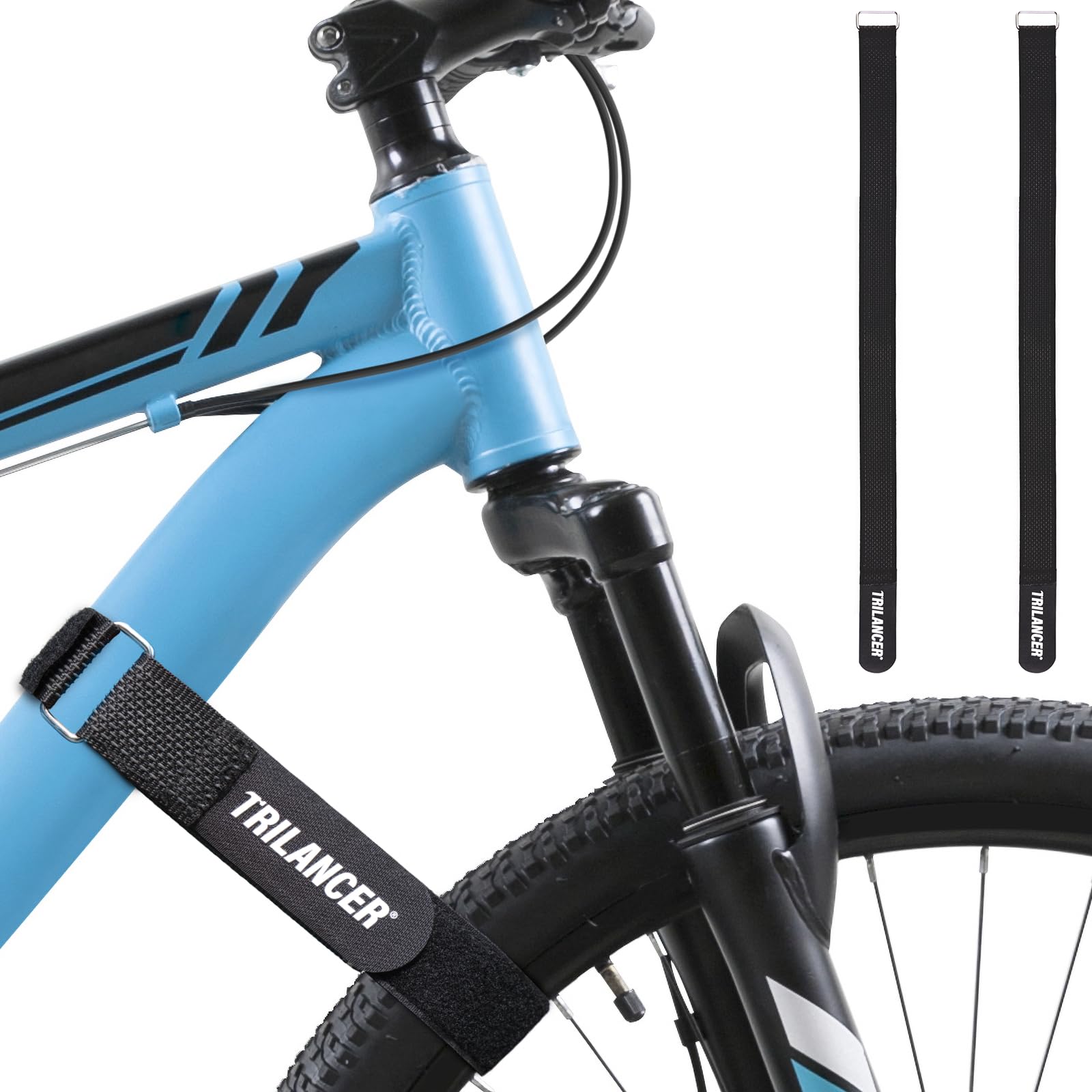 Bike Rack Straps, 2-Pack Trilancer Adjustable Bike Wheel Stabilizer Strap with Hook and Loop for Car and Wall Mount, for Transportation and Storage (29.5'' x 1.5'')