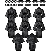 8 or 12 Pack Satin Robes Women Silky Robe Bulk with Sleeping Mask Hair Tie Sets Kimono Bathrobes for Birthday Wedding Party