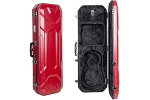 Crossrock Oblong Case fits 4/4 Full-Size Violin, Includes Interior Compartment, 2 Bow Holders, Security Lock, and Detachable Straps-Red (CRA860VFRD-R)