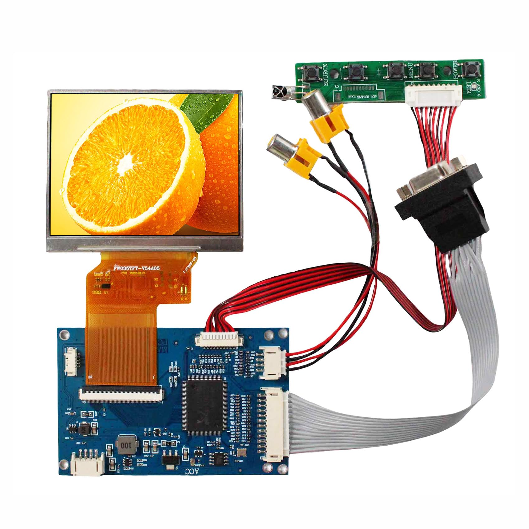 VSDISPLAY 3.5 inch 640X480 400nit VS035T-001AT IPS LCD Screen and VGA 2AV Controller Board VS-TY54-V1
