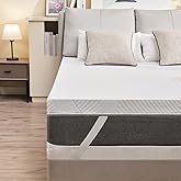 BDEUS 2 Inch Cooling Gel Memory Foam Mattress Topper, Ventilated High Density Pad for Pressure Relief, Bed Topper with Remova