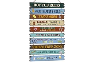 Tatuo Hot Tub Pool Patio Rules Signs Gifts Wood Funny Rules Signs Decorative Outdoor Regulations Plaque Wall Bath for Bathroo