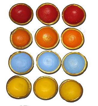 Navreeti Traditional Pack of 20 Handcrafted Decorated Multi-Colored Clay diyas for Diwali, Navratri, Gift Pack