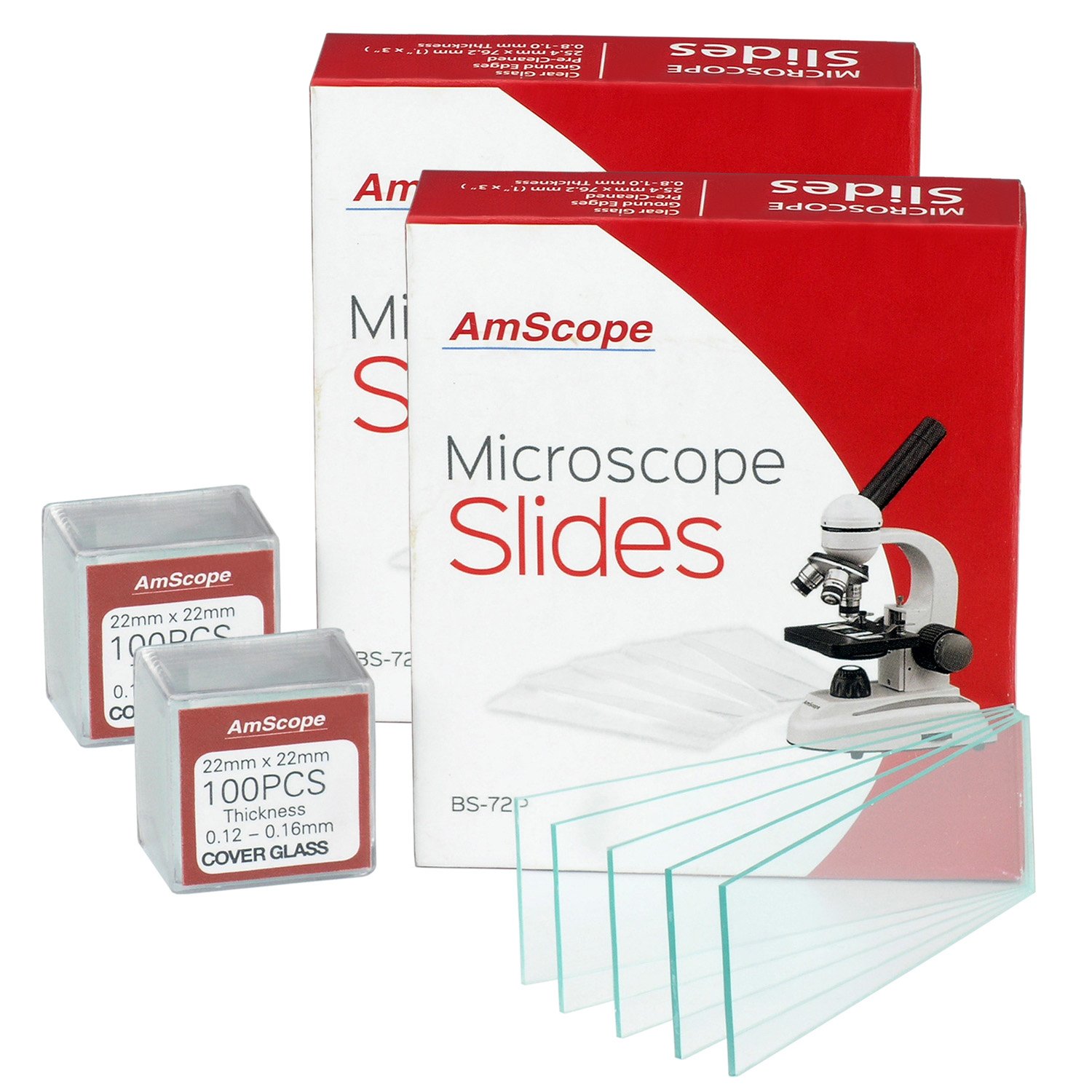 AmScope BS144P200S22 144 Blank Microscope Slides and 200 22x22mm