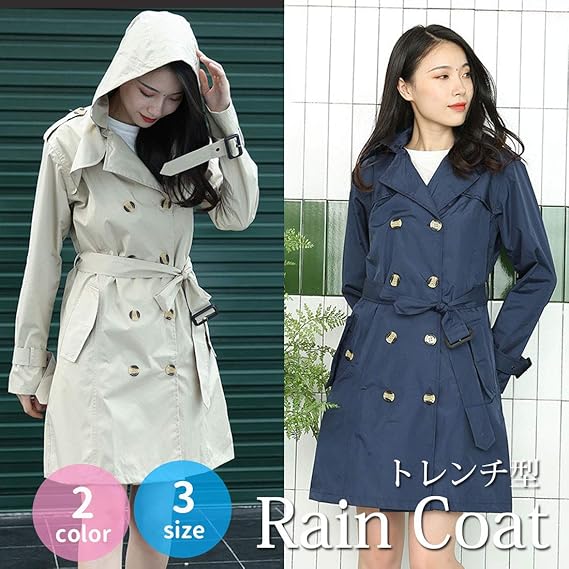 Amazon レインコート レディース カッパ 雨具 雨合羽 アウター コート ジャケット Lam 08 ネイビー L レインコート ポンチョ 通販