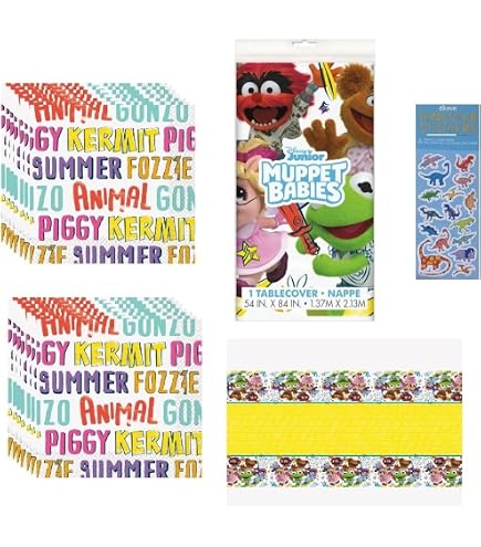 Muppet Babies Birthday Party Supplies - Decoration Bundle With 2 Plastic Tablecovers (54"x84")