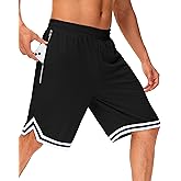 JWM Men's 11" Long Basketball Shorts - Below Knee Mesh Athletic Gym Workout Sport with Zip Pockets Quick Dry Lightweight