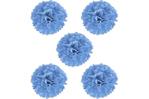 PATIKIL 8" Tissue Pom Poms Flowers, 5 Pack Paper Flower Ball for Wedding Bridal Shower Birthday Bachelorette Party Backdrop D
