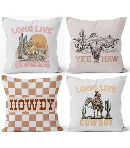 Funda De Almohada Decorativa Western Howdy Con Calavera De Vaca - 12x20 Pulgadas, 100% Franela, Tema Vaquero Retro