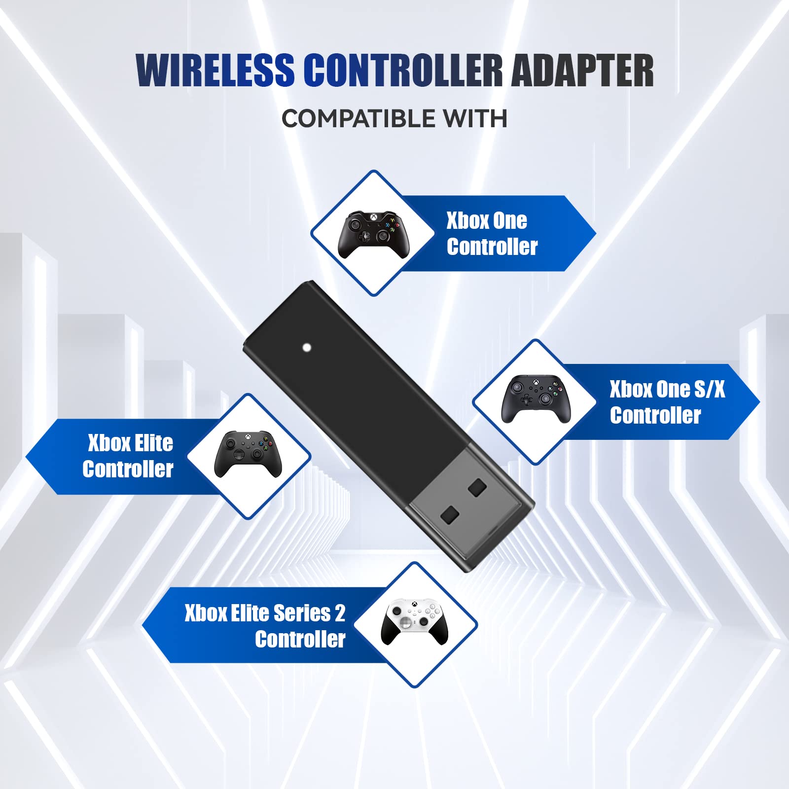 Xbox Wireless Adapter for PC & Controller - Compatible with Xbox One, One X|S, Elite, Series X|S