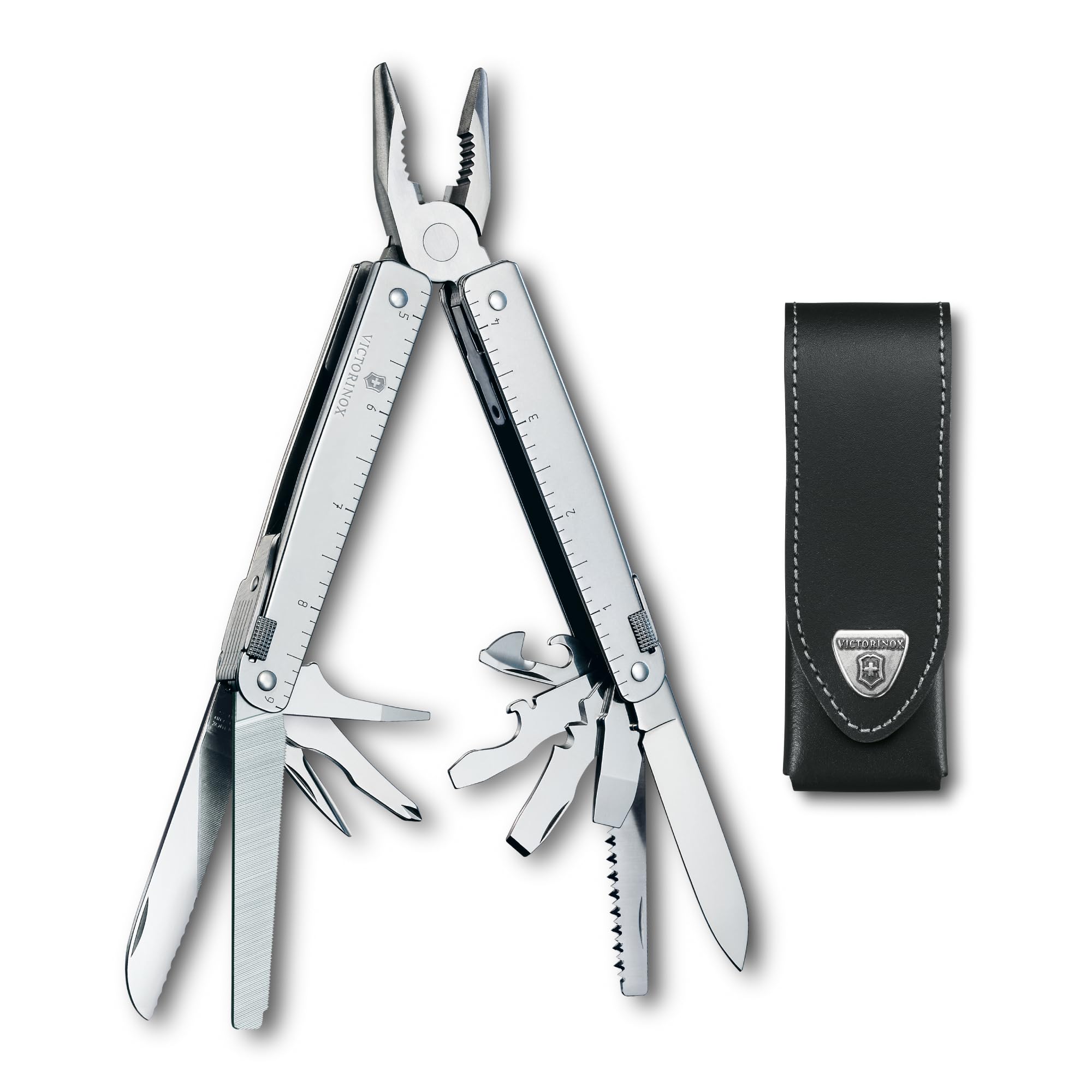 Victorinox Swiss Tool Swiss Army Pocket Knife, Large, Multi Tool, 26 Functions, Locking Blade, Case, Silver