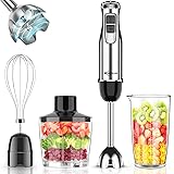 Immersion Blender Handheld, Makoloce 800W 12-Speed 4-in-1 Stick Hand Blender with 500ml Food Grinder, 600ml Container, Egg Wh