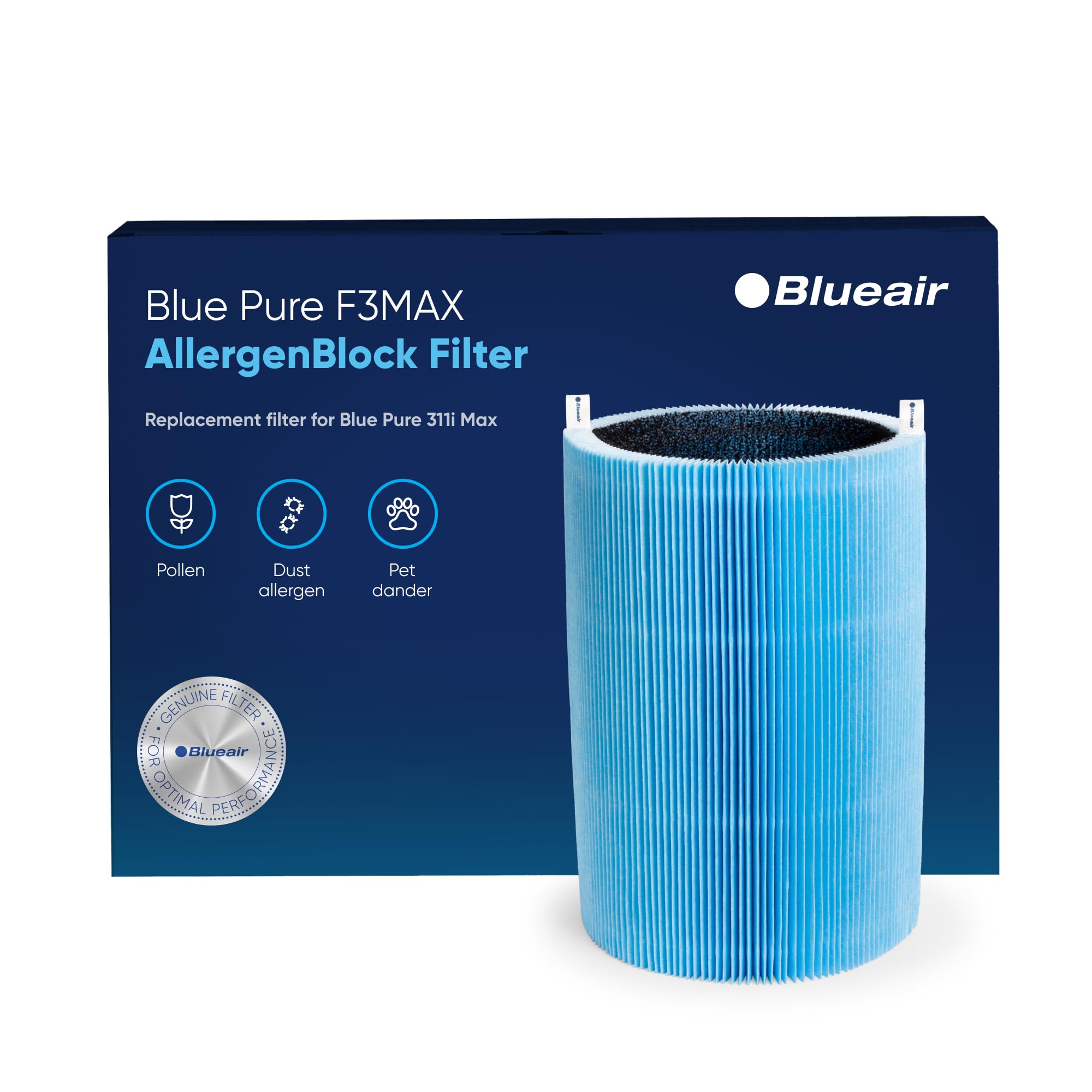 BLUEAIR Blue Pure 311i Max Series AllergenBlock Filter, Genuine Replacement Filter for Allergies, Pollen, Dust, Pet Dander, Fits Blue Pure 311i Max Air Purifier Image