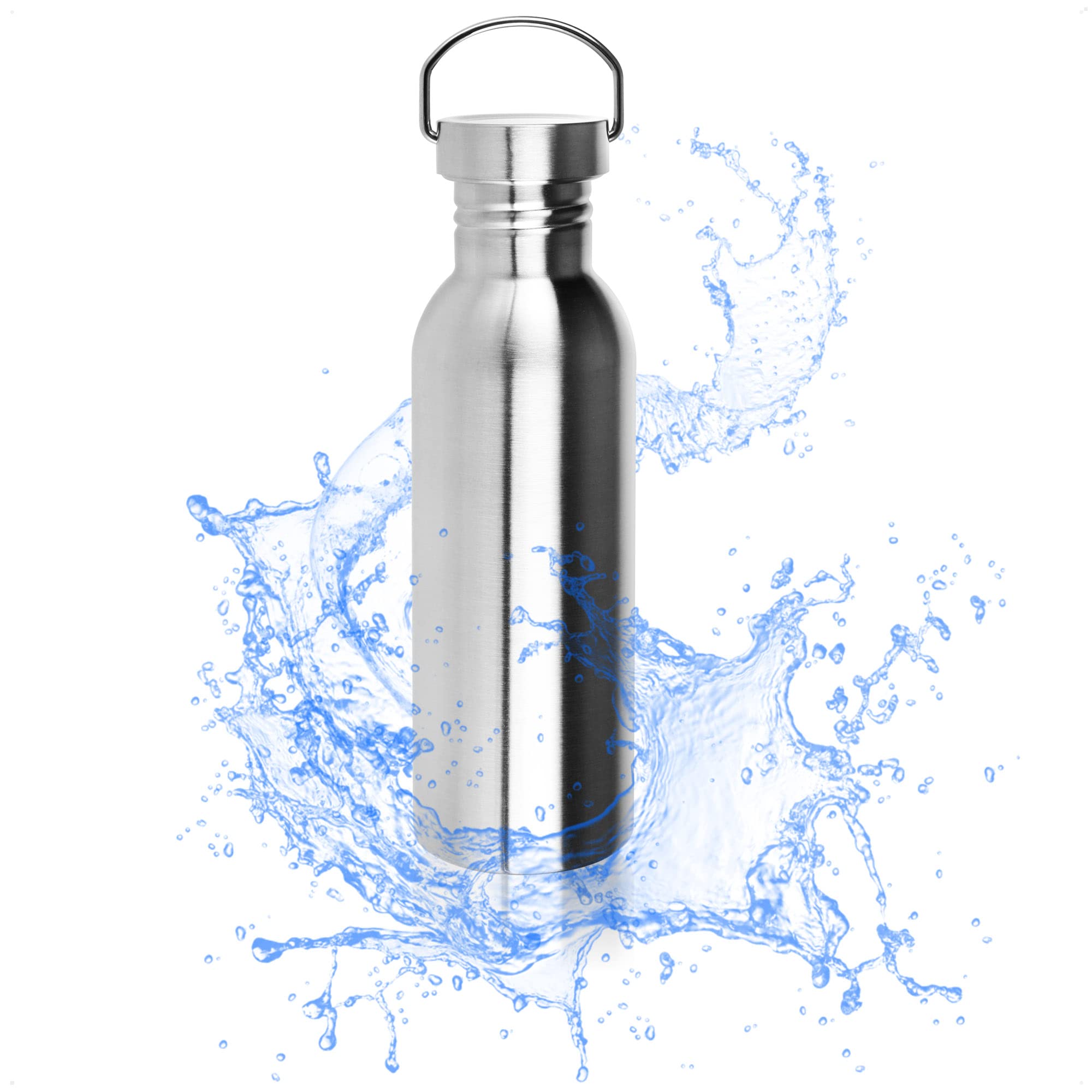 Robin Goods® stainless steel drinking bottle with handle camping bottle - break-proof and BPA-free - 750 ml (1 piece - 750ml)