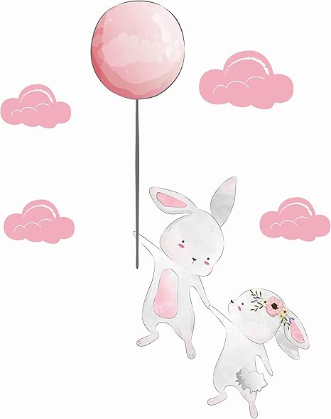 Madras24 Aufkleber Fur Kinder Wandtattoo Wandaufkleber Luftballons Ballon Hase Kaninchen Wand Dekoration Mobel Kind Das Kinderzimmer Kindergarten Amazon De Kuche Haushalt