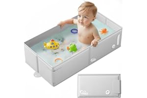 BELLA'S FRIENDS Bella’s Friends Baby Collapsible Bathtub, Travel Bath Tub for Baby, Foldable and Portable, Easy Storage, Reinforced Structure, Lightweight, Travel Essentials for 6M-3Y Infant Toddler, Gray