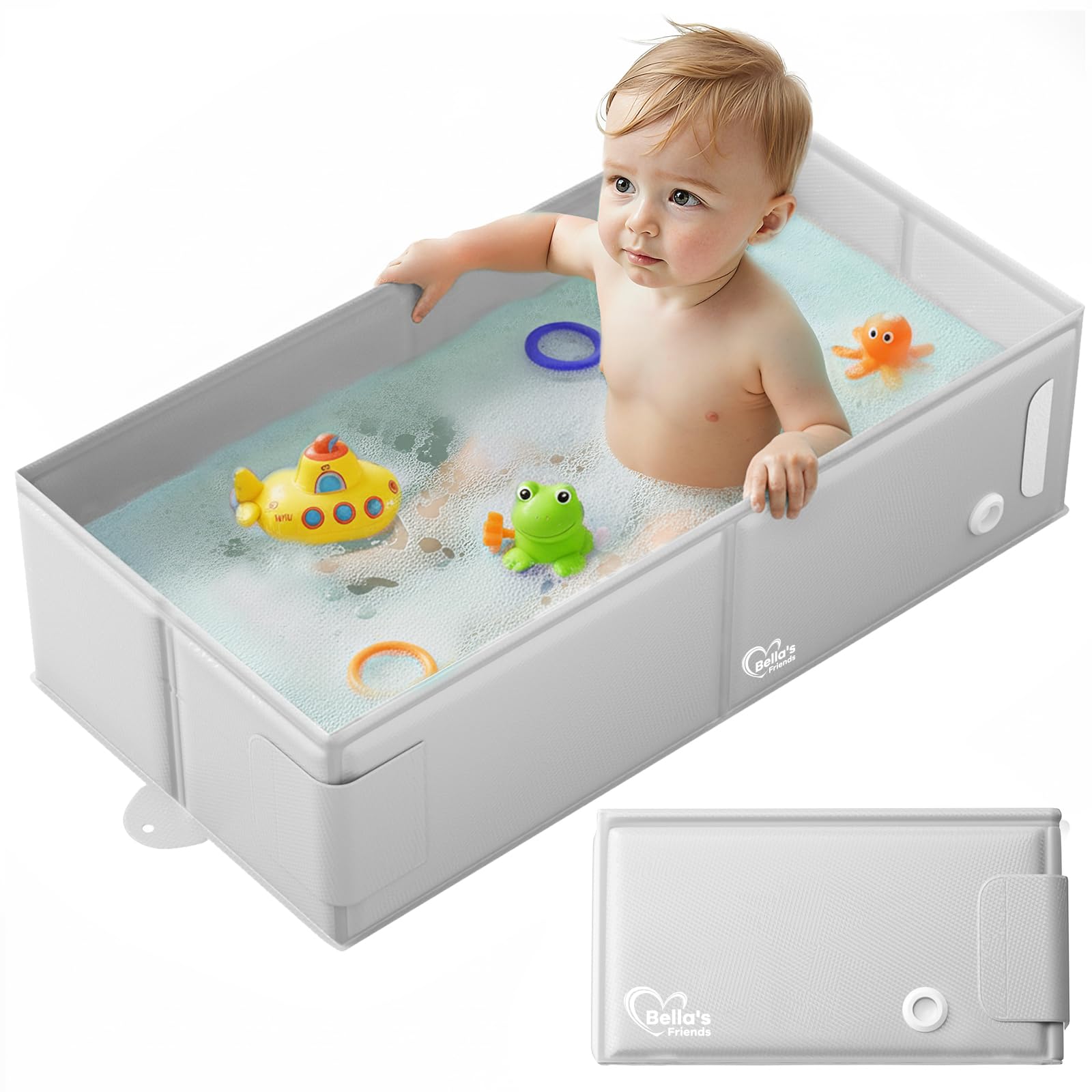 Photo 1 of Bella’s Friends Baby Collapsible Bathtub, Travel Bath Tub for Baby, Foldable and Portable, Easy Storage, Reinforced Structure, Lightweight, Travel Essentials for 6M-3Y Infant Toddler, Gray