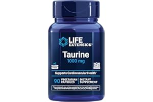 Life Extension Taurine, Pure Taurine Amino Acid Supplement, Heart, Liver and Brain Health, Longevity, Muscle and Exercise, 1000 mg dose, Non-GMO, Gluten-Free, Vegetarian, 90 Vegetarian Capsules