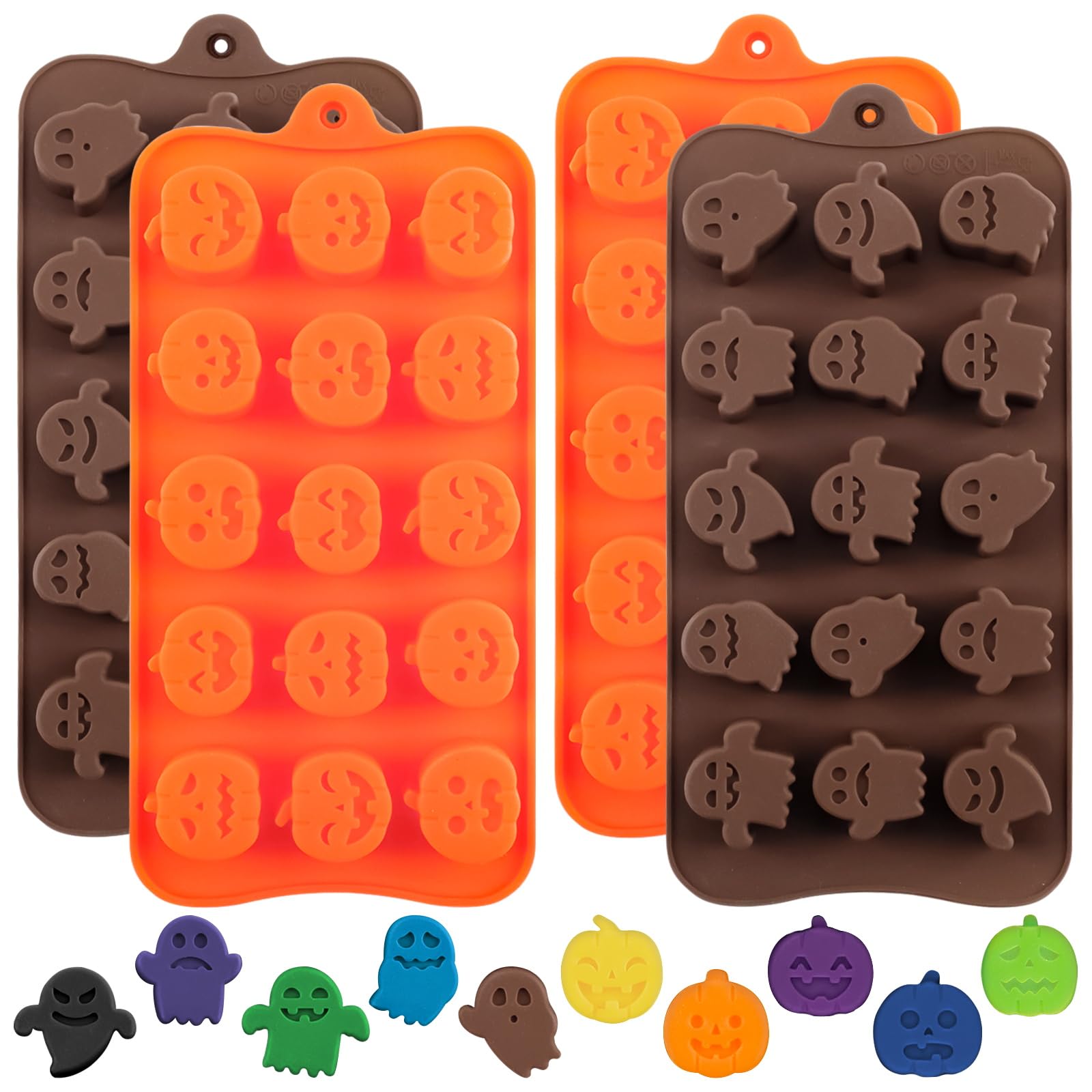 Photo 1 of * only comes with two *
Morofme 4pcs Halloween Candy Molds Ghost Chocolate Mold Pumpkin Silicone Mold Halloween Themed Ghost Silicone Molds for Halloween Backing Chocolate Wax Melt Ice Cubes Candy Jelly