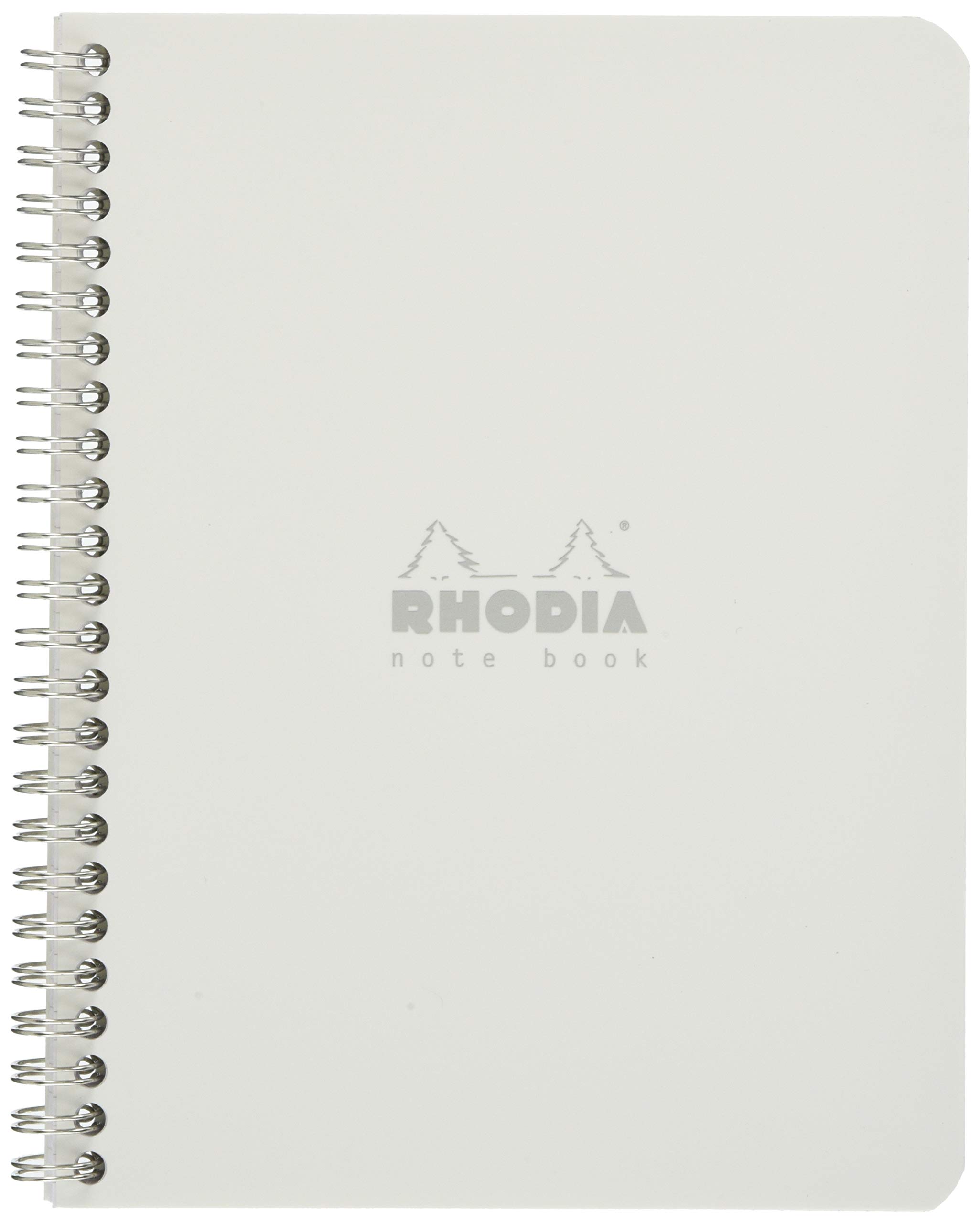 RHODIA 193421C - Spiral Notebook (Full Bound) White Notebook - A5+ - Small Squares - 160 Detachable Pages - White Clairefontaine Paper 80 g/m - Soft and Resistant Cover - Classic
